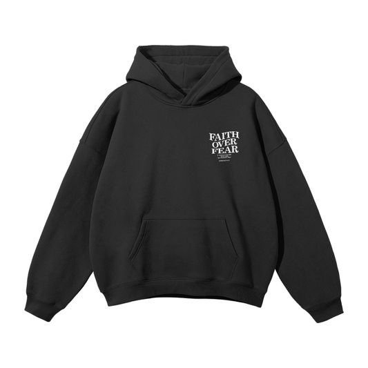 Faith Over Fear Hoodie with Bold White Text Design